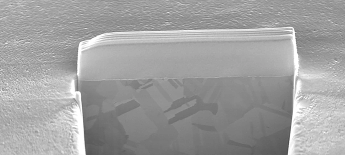 Focused Ion Beam (FIB) milled cross section in copper